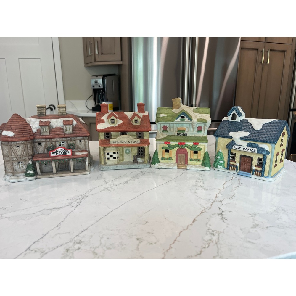 Colonial America Collection Ceramic Christmas Village House Lot of 4 Buildings